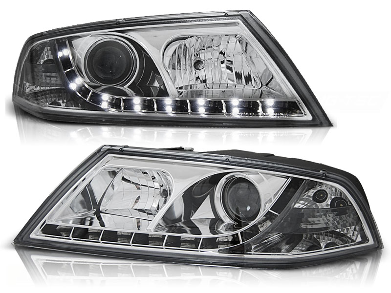 Xenon Scheinwerfer LED Tagfahrlicht Optik für Skoda Octavia 2 (1Z) Bj. 04-08 Chrom