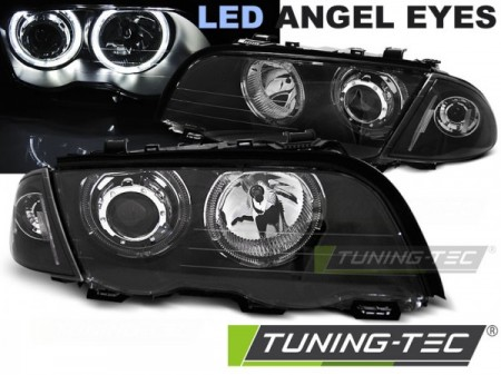 Scheinwerfer LED Angel Eyes für BMW 3er E46 Limo Touring Bj. 98-01 Schwarz