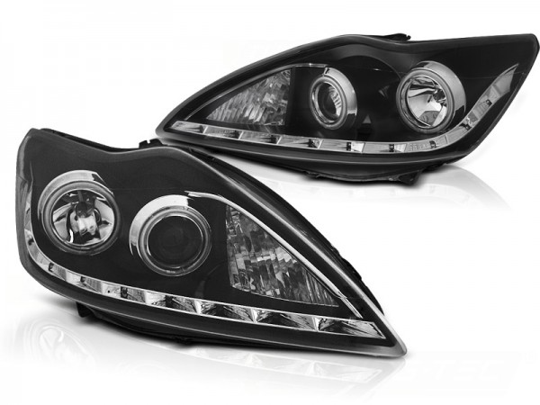 Scheinwerfer CCFL Angel Eyes für Ford Focus 2 Facelift Bj. 08-10 Schwarz