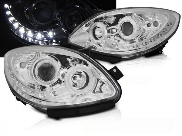 Scheinwerfer LED Tagfahrlicht Optik für Renault Twingo Bj. 07-11 Chrom