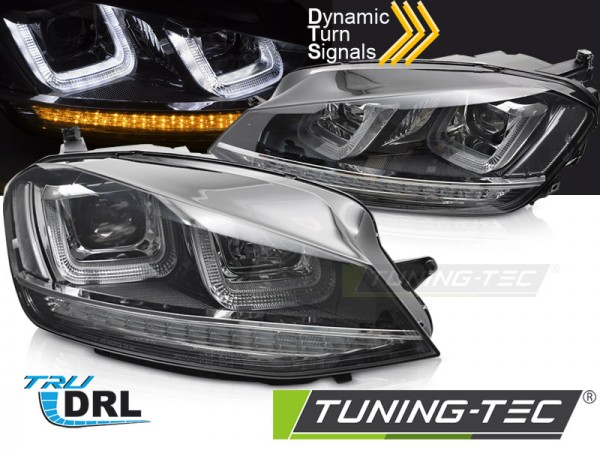 Scheinwerfer DRL LED Tagfahrlicht für VW Golf 7 Bj. 12-16 Schwarz Chrom mit dynamischem Blinker