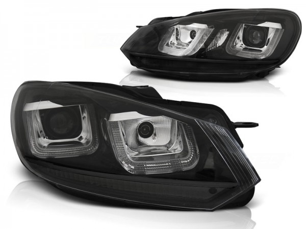 Scheinwerfer U-Tube LED Tagfahrlicht für VW Golf 6 Bj. 08-13 Schwarz Edition