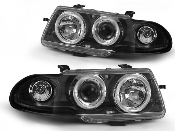 Scheinwerfer Angel Eyes für Opel Astra F Bj. 94-98 Schwarz