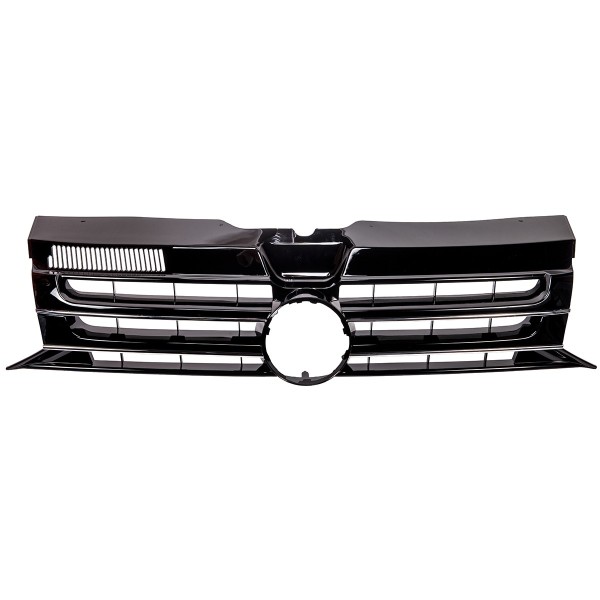 Kühlergrill mit Emblemhalter für VW T5 GP Bj. 2009-2015 Schwarz Glanz Chrom
