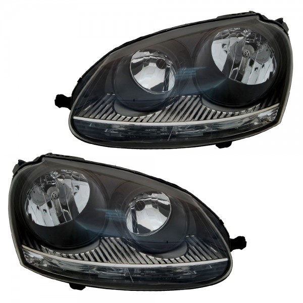 Scheinwerfer Halogen Set für VW Golf 5 + GTI Jetta 3 Bj. 03-09 Schwarz Motor H7