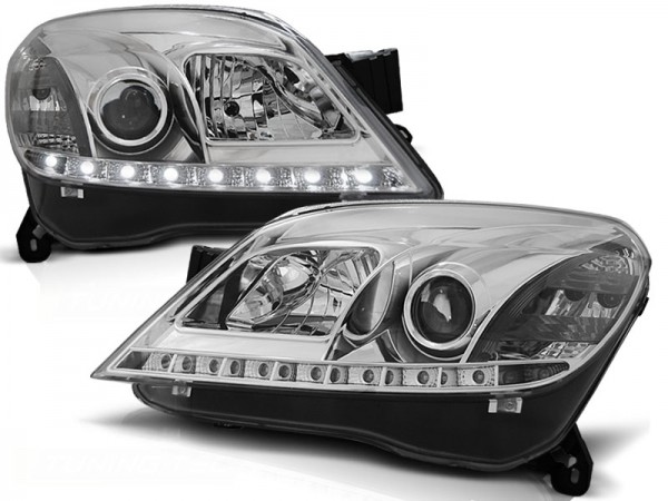 Scheinwerfer LED Tagfahrlicht Optik für Opel Astra H Bj. 04-09 Chrom