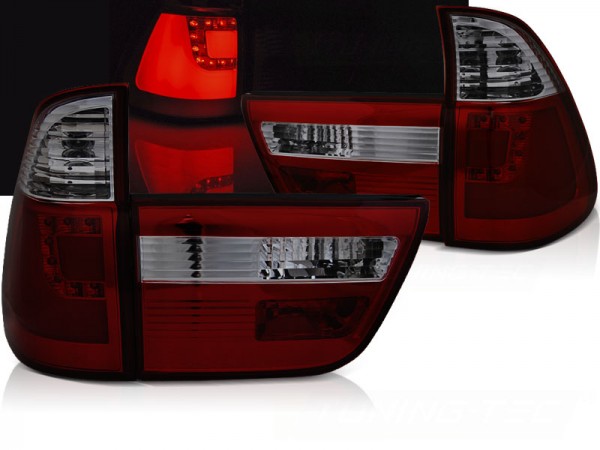 LED Lightbar Rückleuchten für BMW X5 E53 Bj. 99-03 Rot/Smoke