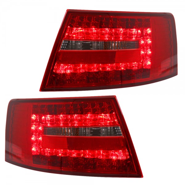 LED Rückleuchten für Audi A6 C6 4F Limo Bj. 04-08 Rot/Chrom 7-PIN