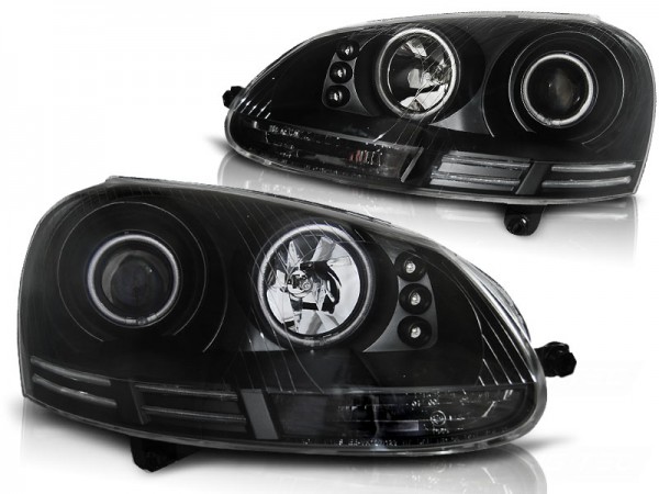 Scheinwerfer CCFL Angel Eyes für VW Golf 5 Jetta 3 Bj. 03-10 Schwarz