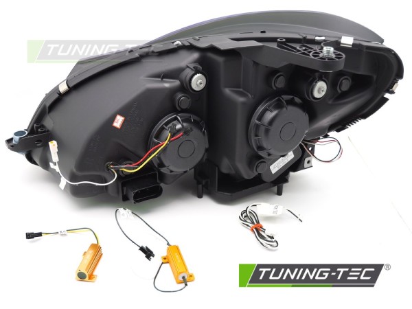 Scheinwerfer LED Tagfahrlicht für Mercedes C-Klasse W204 Bj. 11-15 Schwarz Matt