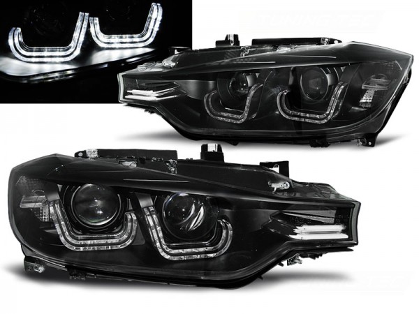 Scheinwerfer DRL U-Tube Tagfahrlicht für BMW 3er F30 F31 Bj. 11-15 Schwarz