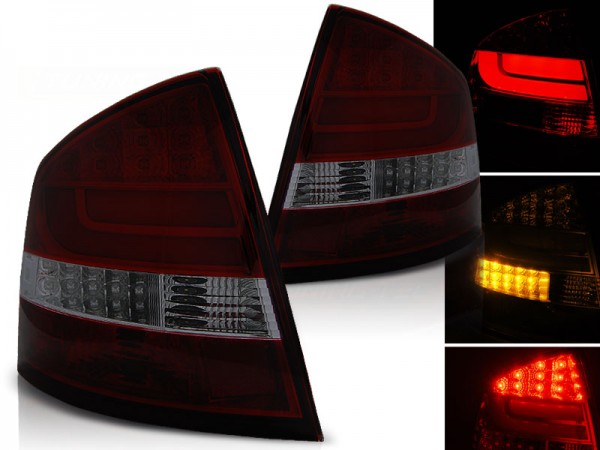 LED Lightbar Rückleuchten für Skoda Octavia 2 (1Z) Limo Bj. 04-13 Rot/Smoke