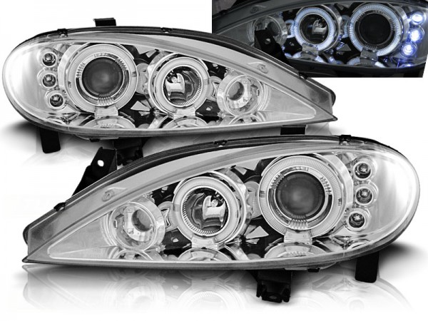 Scheinwerfer Angel Eyes für Renault Megane 1 Bj. 99-02 Chrom
