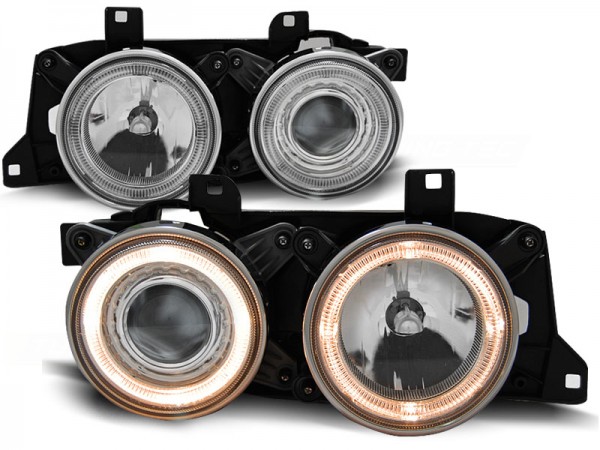 Scheinwerfer Angel Eyes für BMW 5er E34 7er E32 Bj. 86-95 Chrom