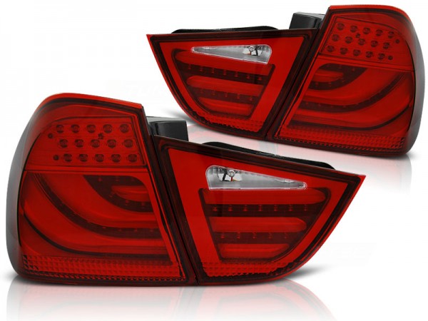 LED Lightbar Rückleuchten für BMW E90 LCI Limo Bj. 08-12 Rot/Chrom