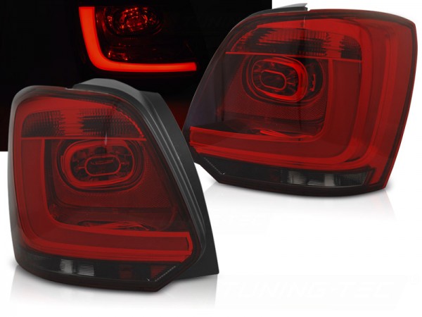 LED Lightbar Rückleuchten für VW Polo 6R Bj. 09-14 Rot/Smoke