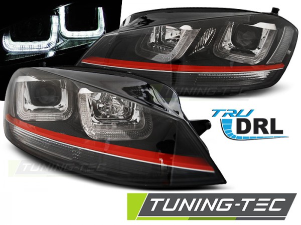 Scheinwerfer U-Tube LED Tagfahrlicht für VW Golf 7 Bj. 12-16 Schwarz Rot Edition