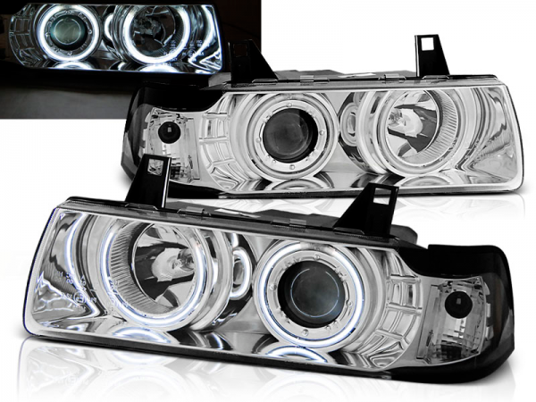 Scheinwerfer CCFL Angel Eyes für BMW 3er E36 Cabrio Coupe Bj. 92-99 Bj. 90-99 Chrom