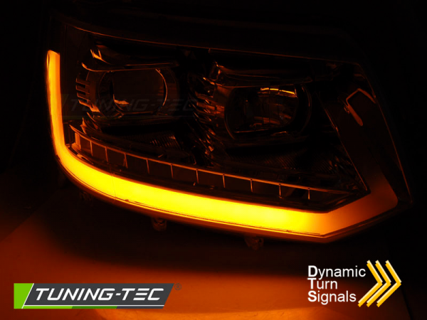 Scheinwerfer DRL LED Tagfahrlicht für VW T5 GP Facelift Bj. 10-15 Chrom mit dynamischem Blinker