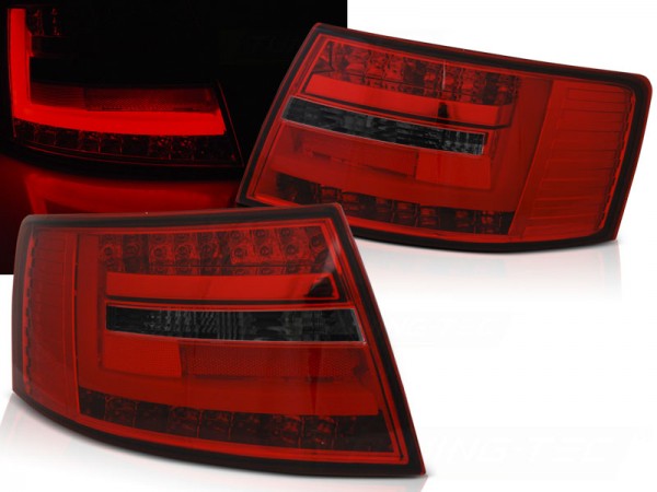 LED Lightbar Rückleuchten für Audi A6 C6 4F Limo Bj. 04-08 Rot/Smoke 6-PIN