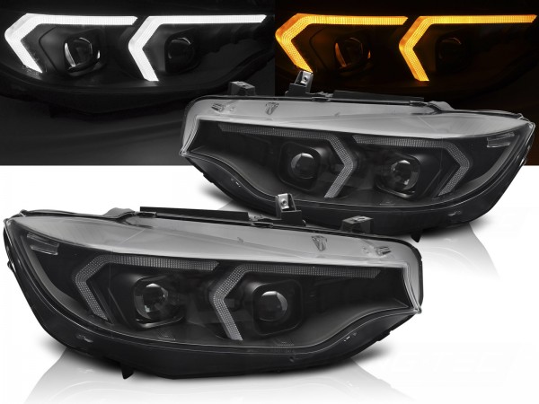 Xenon Scheinwerfer DRL LED Tagfahrlicht für BMW 4er F32 F33 Bj. 13-17 Schwarz