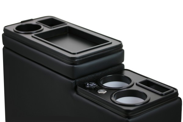 Black Edition USB Mittelkonsole Staufach für VW T6 T6.1 mit LED Schwarz Glänzend