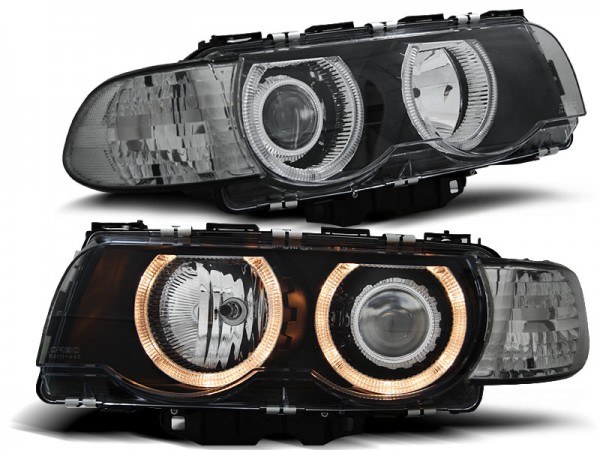 Scheinwerfer Angel Eyes für BMW 7er E38 Facelift Bj. 98-01 Schwarz