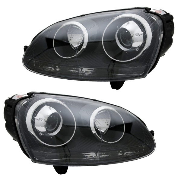 Scheinwerfer Klarglas für VW Golf 5 Jetta 3 Bj. 03-10 Schwarz Xenon Optik