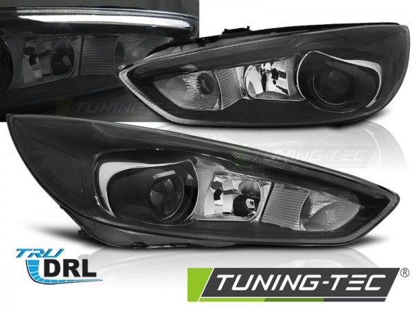Scheinwerfer DRL LED Tagfahrlicht für Ford Focus 3 Bj. 15-18 Schwarz