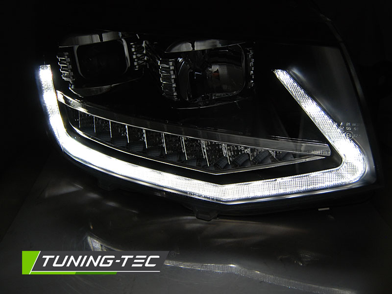 Scheinwerfer DRL LED Tagfahrlicht für VW T6 Bj. 15-19 Schwarz mit dynamischem LED Blinker