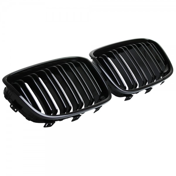 Nieren Kühlergrill 1er für BMW F20 F21 Bj. 2011-2015 Schwarz Klavierlack Doppelsteg