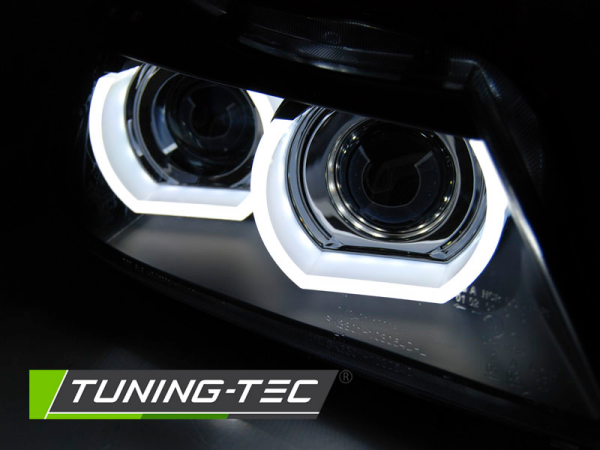 Xenon Scheinwerfer 3D Angel Eyes für BMW 3er E90 E91 LCI Bj. 09-12 Schwarz