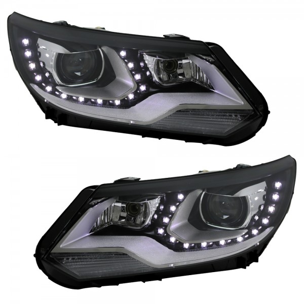 Scheinwerfer DRL LED Tagfahrlicht für VW Tiguan 1 Facelift Bj. 11-15 Schwarz