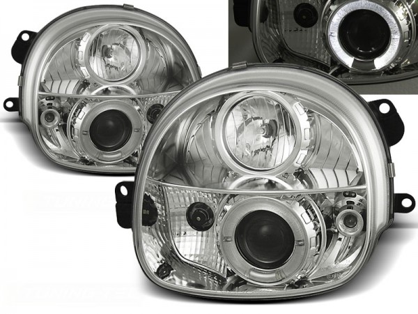 Scheinwerfer Angel Eyes für Renault Twingo Bj. 93-07 Chrom