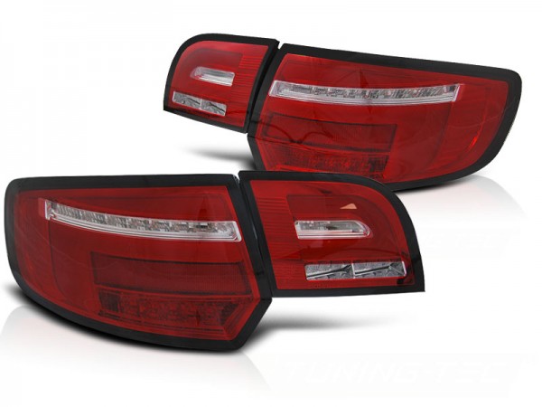 Voll LED Lightbar Rückleuchten für Audi A3 8P Sportback Bj. 04-08 Rot/Chrom dynamischer Blinker
