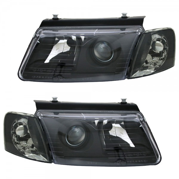 Scheinwerfer Klarglas Projektor für VW Passat 3B Bj. 96-00 Schwarz
