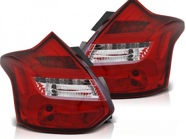 LED Lightbar Rückleuchten für Ford Focus MK3 Bj. 11-14 Rot/Chrom