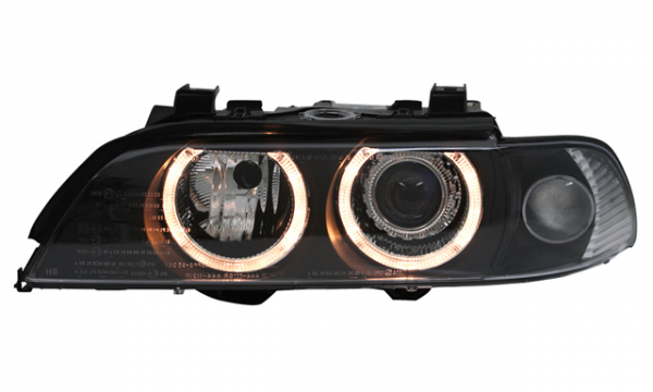 Scheinwerfer Angel Eyes für BMW 5er E39 Bj. 95-00 Schwarz