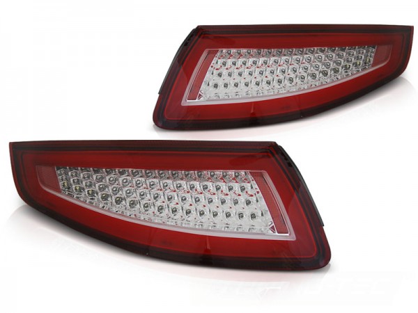 Voll LED Lightbar Rückleuchten für Porsche 911 997 Bj. 04-08 Rot/Chrom