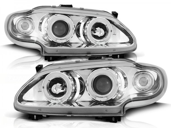 Scheinwerfer Angel Eyes für Renault Megane 1 Bj. 96-99 Chrom