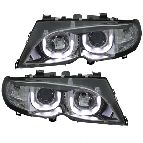 Scheinwerfer 3D Angel Eyes für BMW 3er E46 Limo Touring Bj. 01-05 Chrom