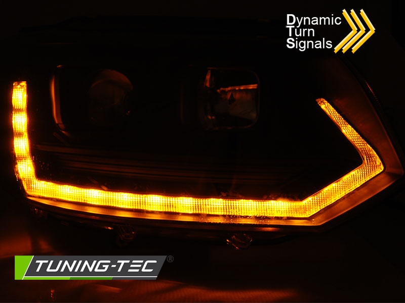 Scheinwerfer DRL LED Tagfahrlicht für VW T5 GP Facelift Bj. 10-15 Schwarz im T6 Design