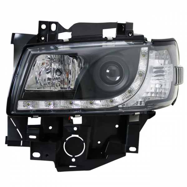 Scheinwerfer LED Tagfahrlicht Optik für VW T4 Multivan Caravelle Bj. 96-03 Schwarz