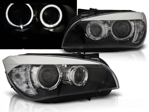 Scheinwerfer LED Angel Eyes für BMW X1 E84 Bj. 09-12 Schwarz