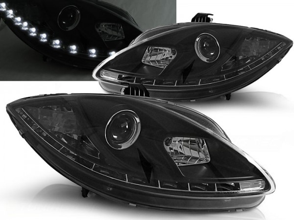 Scheinwerfer DRL LED Tagfahrlicht für Seat Leon 1P / Altea 5P Facelift Bj. 09-15 Schwarz