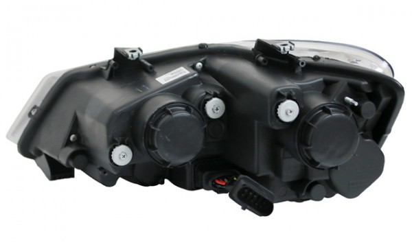 Scheinwerfer U-Tube LED Tagfahrlicht Optik für VW Polo 6R 6C Bj. 09-17 Schwarz mit rotem Streifen