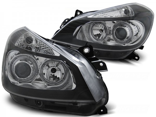 Scheinwerfer Angel Eyes für Renault Clio 3 Bj. 05-09 Schwarz