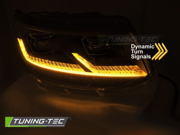 LED Scheinwerfer Tagfahrlicht für VW T5 GP Facelift Bj. 10-15 Schwarz mit dynamischem LED Blinker