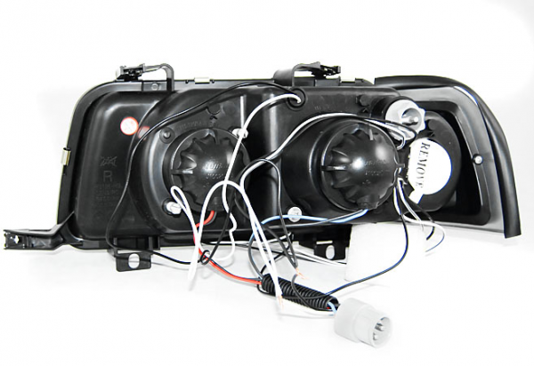 Scheinwerfer Angel Eyes für Audi 80 B4 Bj. 91-96 Schwarz