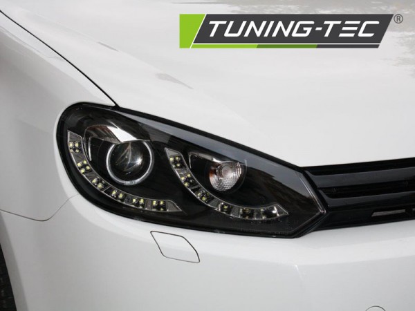 Scheinwerfer DRL LED Tagfahrlicht für VW Golf 6 Bj. 08-13 Schwarz Dual DRL